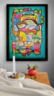 Akrylmaleri på papir - Innrammet kunst - Kubisme - Surrealisme - Fargerik kunst - Pop Art - Akryl kunst - Original kunst thumbnail