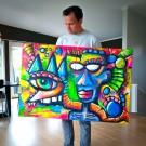 Street art maleri på lerret - Stort maleri til stue - Fargerik kunst - Norsk kunstner - Håkon Morønning - Art By Hakon thumbnail