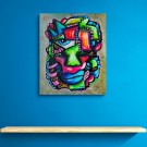 Kubisme kunst portrett - Fargerikt maleri på lerret  thumbnail