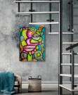 Stort maleri til stue. Blikkfang til interiør med veggdekor og veggpynt i form av original kunst.  thumbnail