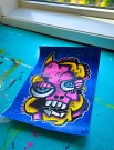 Fargerik kunst med akrylmaleri på papir thumbnail
