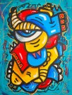 Kubisme kunst med pop art maleri på lerret - Fargerik kunst til salgs thumbnail