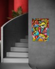 Fargerikt maleri med moderne kunst til stue thumbnail