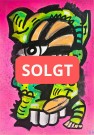 Pop art street art figur som originalt maleri på papir. Fargerik kunst fra norsk kunstner.  thumbnail