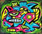 Stort maleri til stue - Fargerik kunst med akrylmaleri på lerret  thumbnail