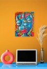 Dekorativt maleri til stue, kontor, hjemmekontor, etc. Original kunst popkunst bilde med mye farger.  thumbnail
