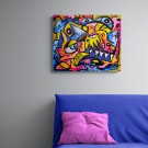 Fargerik kunst med moderne maleri til stuen thumbnail