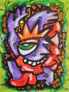 Fargerikt håndmalt maleri på treplate lerret - Ekspresjonisme pop art og street art kunstverk - Akrylmaleri med moderne kunst thumbnail