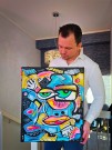 Fargerik kunst på lerret (originalt maleri, surrealistisk pop art) Norsk kunstner Håkon Morønning thumbnail