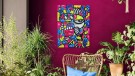 Fargerik kunst maleri til stue - Moderne kunst - Akrylmaleri i neon farger thumbnail