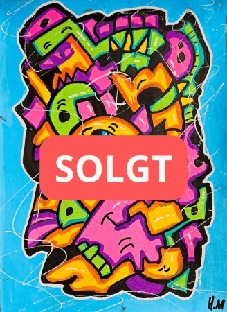** SOLGT ** Kunst til salgs: “Happy Chaos” 30x42 cm (Kunst på papir). 