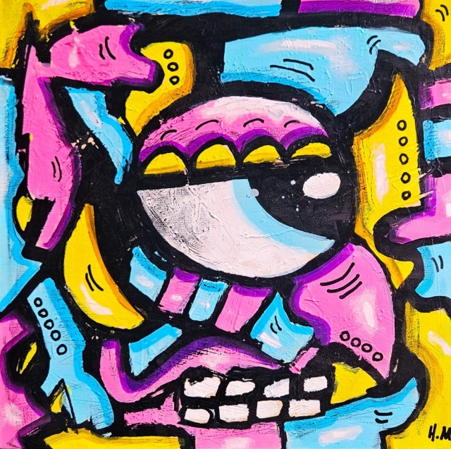 Fargerik kunst - Akrylmaleri i pastell farger - Pop art ekspresjonisme - Kubisme bakgrunn - Abstrakt figur 