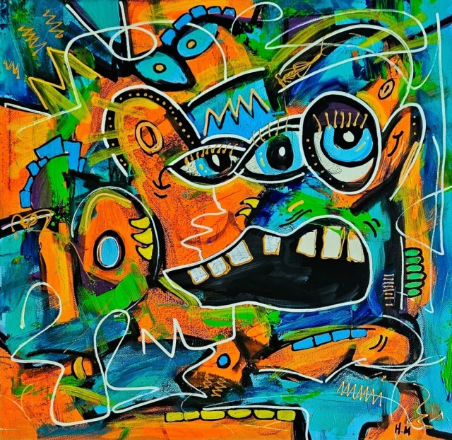 Original kunst - Fargerikt maleri av Håkon Morønning, Art By Hakon