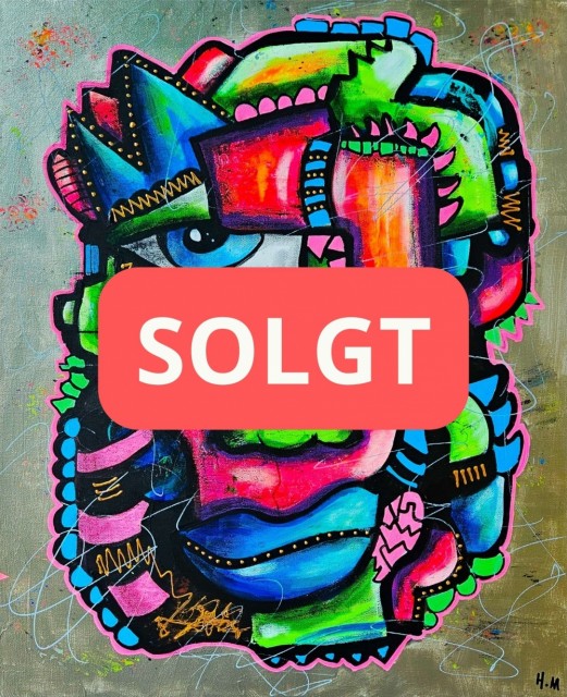 Kubisme kunst portrett - Fargerikt maleri på lerret 