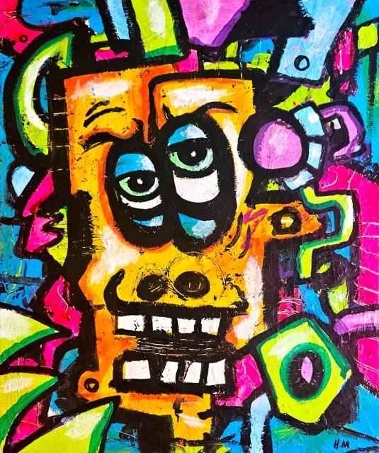 Fargerik kunst maleri på lerret 