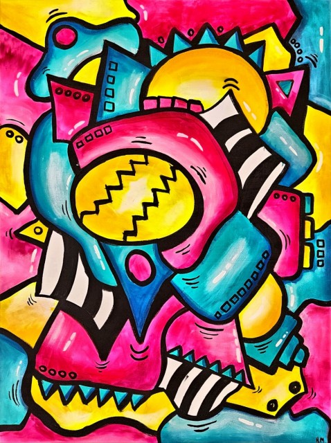 Abstrakt kunst - Fargerikt maleri - Popkunst - Akrylmaleri - Pop Art - Surrealisme - Maleri til stue