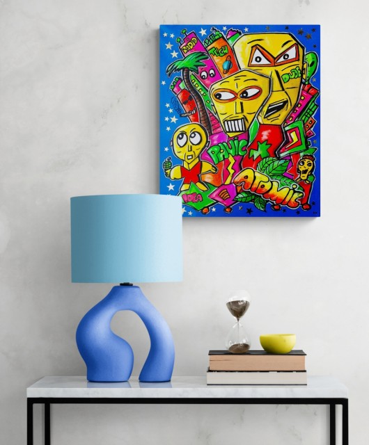Popkunst - Fargerik kunst - Morsom kunst - Akrylmaleri - Akrylkunst - Mixed media kunst - Veggkunst - Visuell kunst