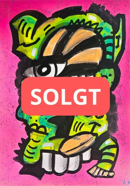 Pop art street art figur som originalt maleri på papir. Fargerik kunst fra norsk kunstner. 