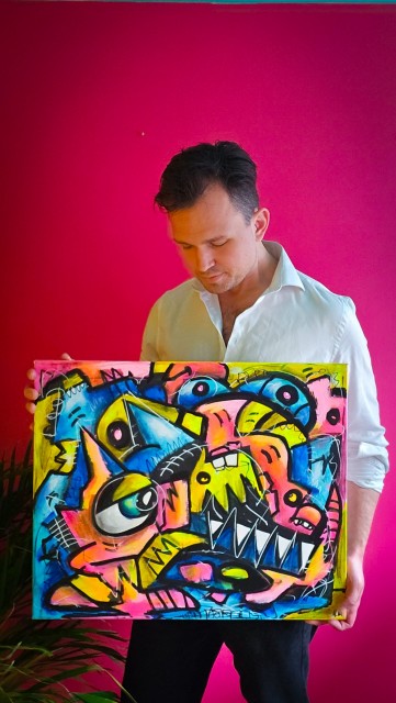 Norsk kunstner - Art By Hakon - Kunst med farger med håndmalt maleri på lerret