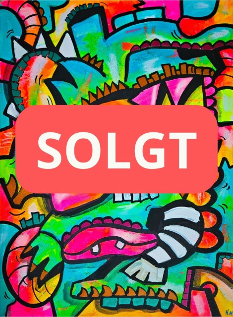 Fargerik kunst: Maleri til stue (akrylmaleri) Pop art - Street Art - Ekspresjonisme