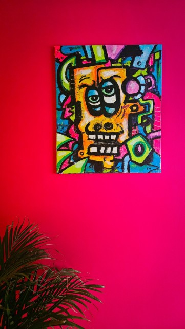 Fargerik kunst maleri på lerret 