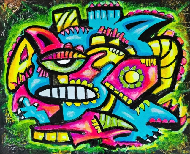 Stort maleri til stue - Fargerik kunst med akrylmaleri på lerret 