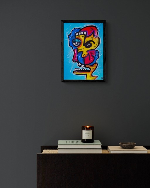 Forslag til presentasjon av maleri. NB: Ramme medfølger ikke. 