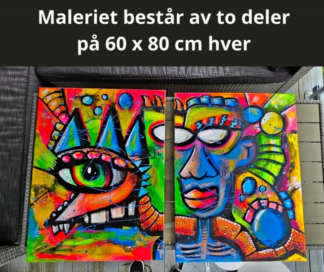 Street art maleri på lerret - Stort maleri til stue - Fargerik kunst