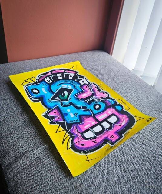 Fargerik kunst på papir - original kunst. 