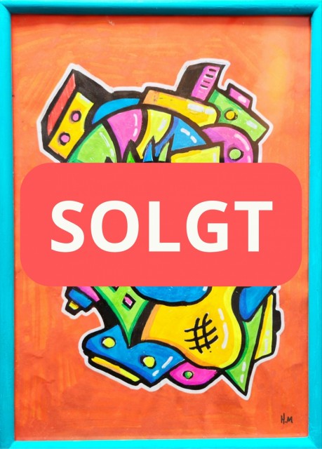 Fargerik kunst, akryl maleri, popkunst, surrealisme, original kunst, innrammet kunstverk, visuell kunst