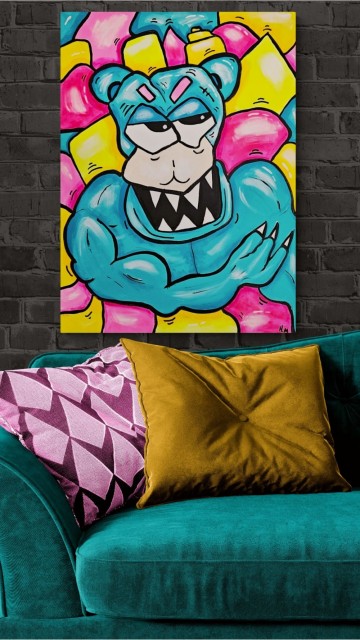 Kunst - Maleri - Kjøp kunst - Kunst til salgs - Kunst nettbutikk - Fargerik kunst - Popkunst - Maleri på lerret - Håndmalte malerier - Kunst maleri - Kule malerier - Moderne malerier - Kjøp malerier - Maleri til salgs - Maleri til stue - Pop art gorilla
