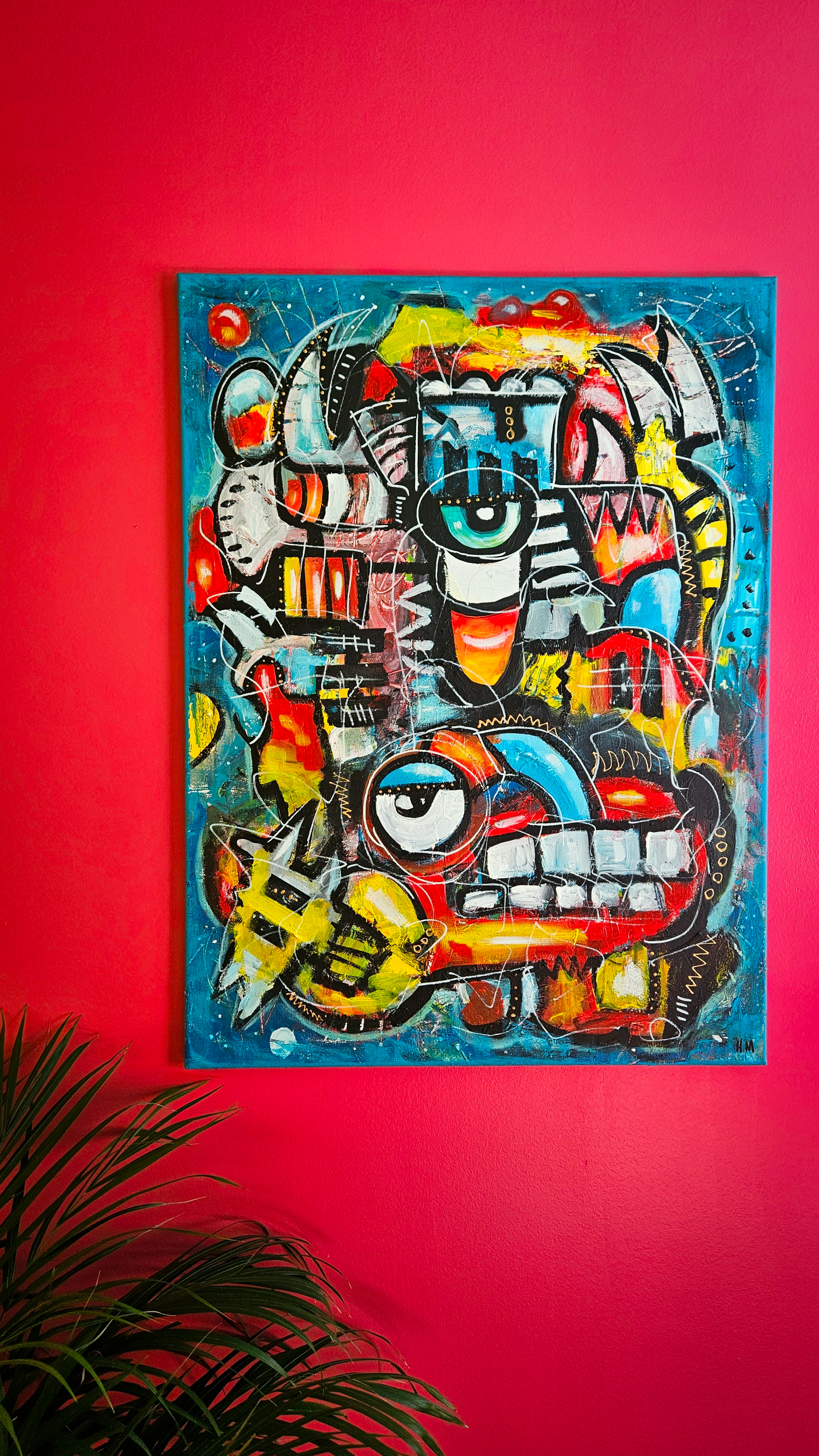 fargerik moderne kunst maleri av norsk kunstner